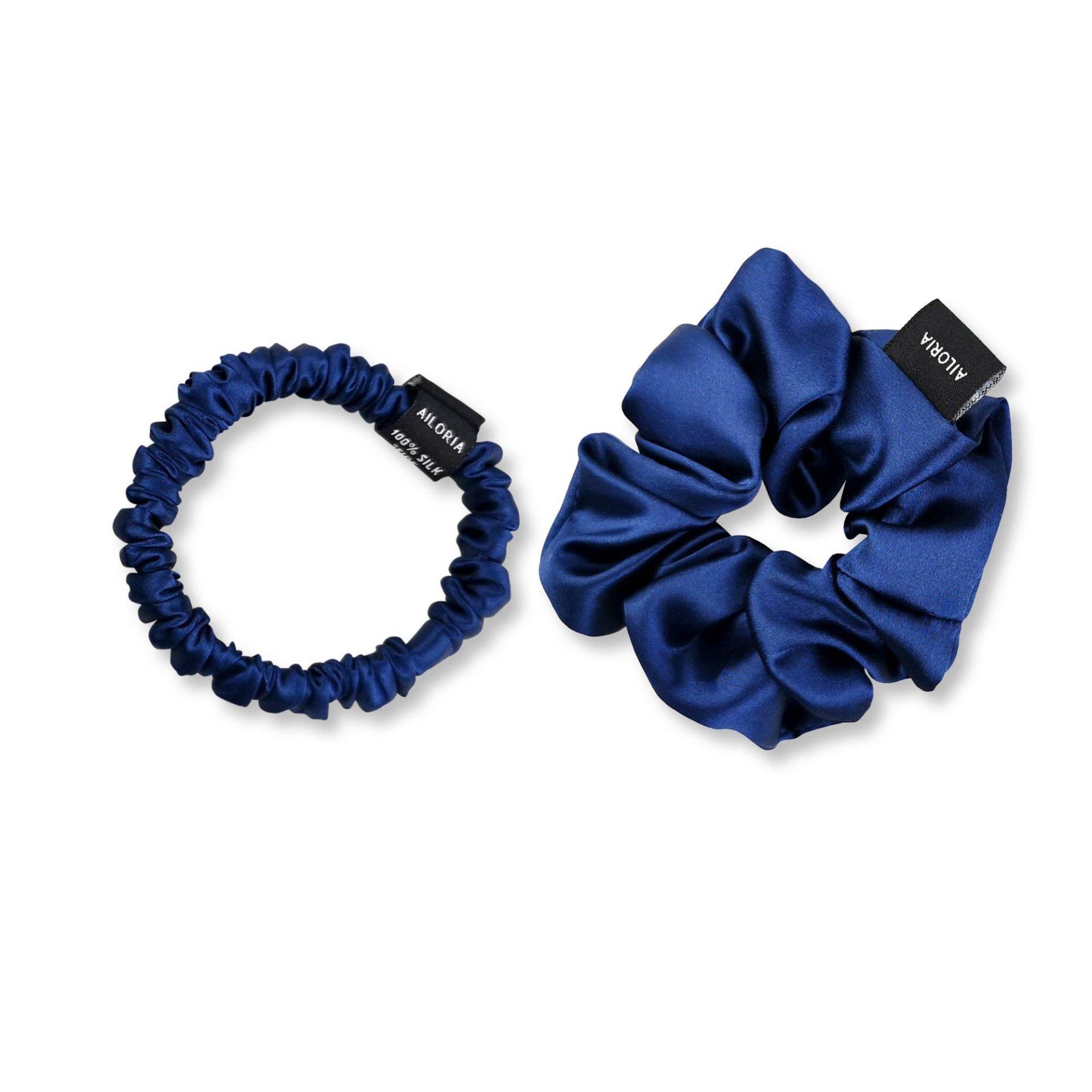 Doux Set Scrunchies S Und M Aus Seide Damen blau S/M von AILORIA