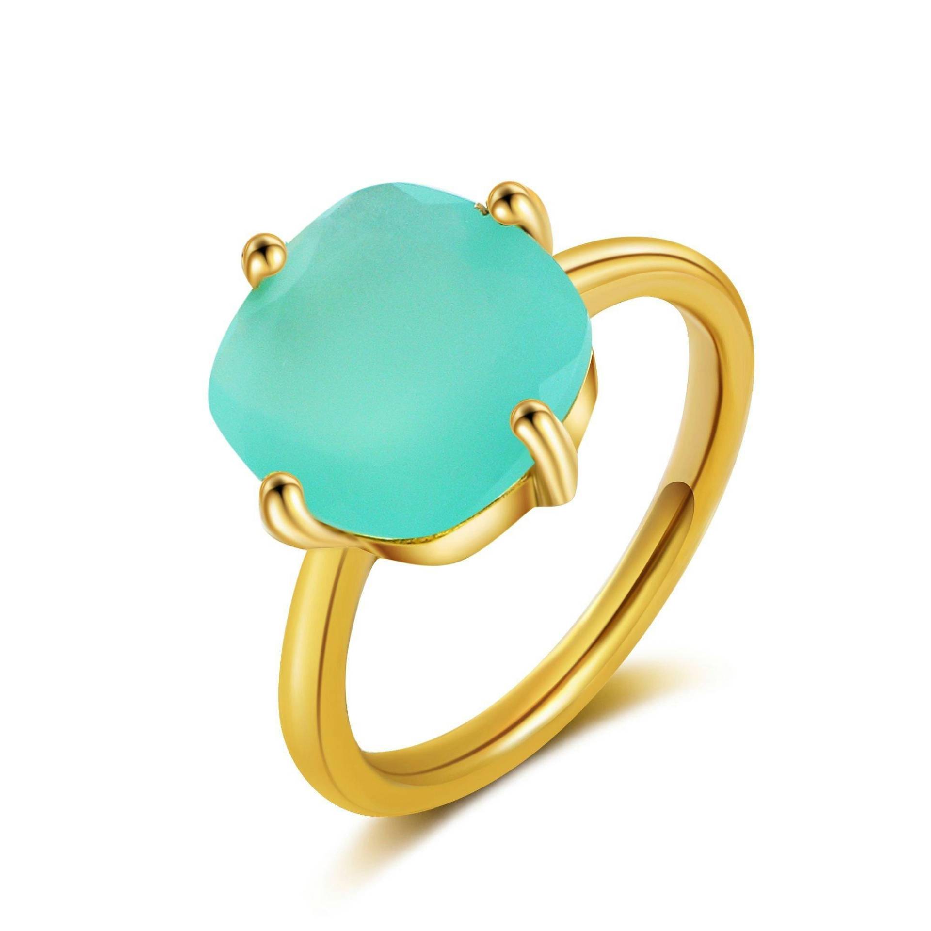 Églantine Ring Aqua Chalcedon Damen Gold 49mm von AILORIA