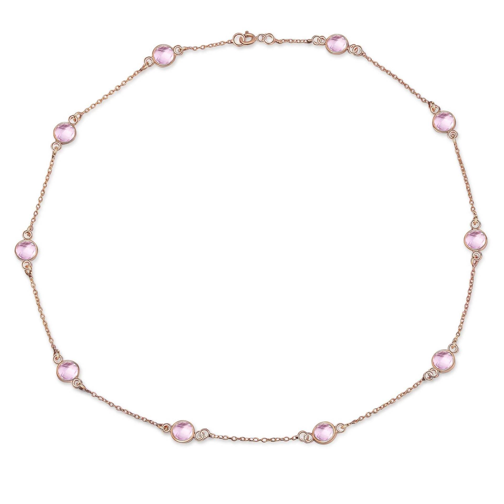 Lavande Halskette Pink Quarz Damen Gold 46cm von AILORIA