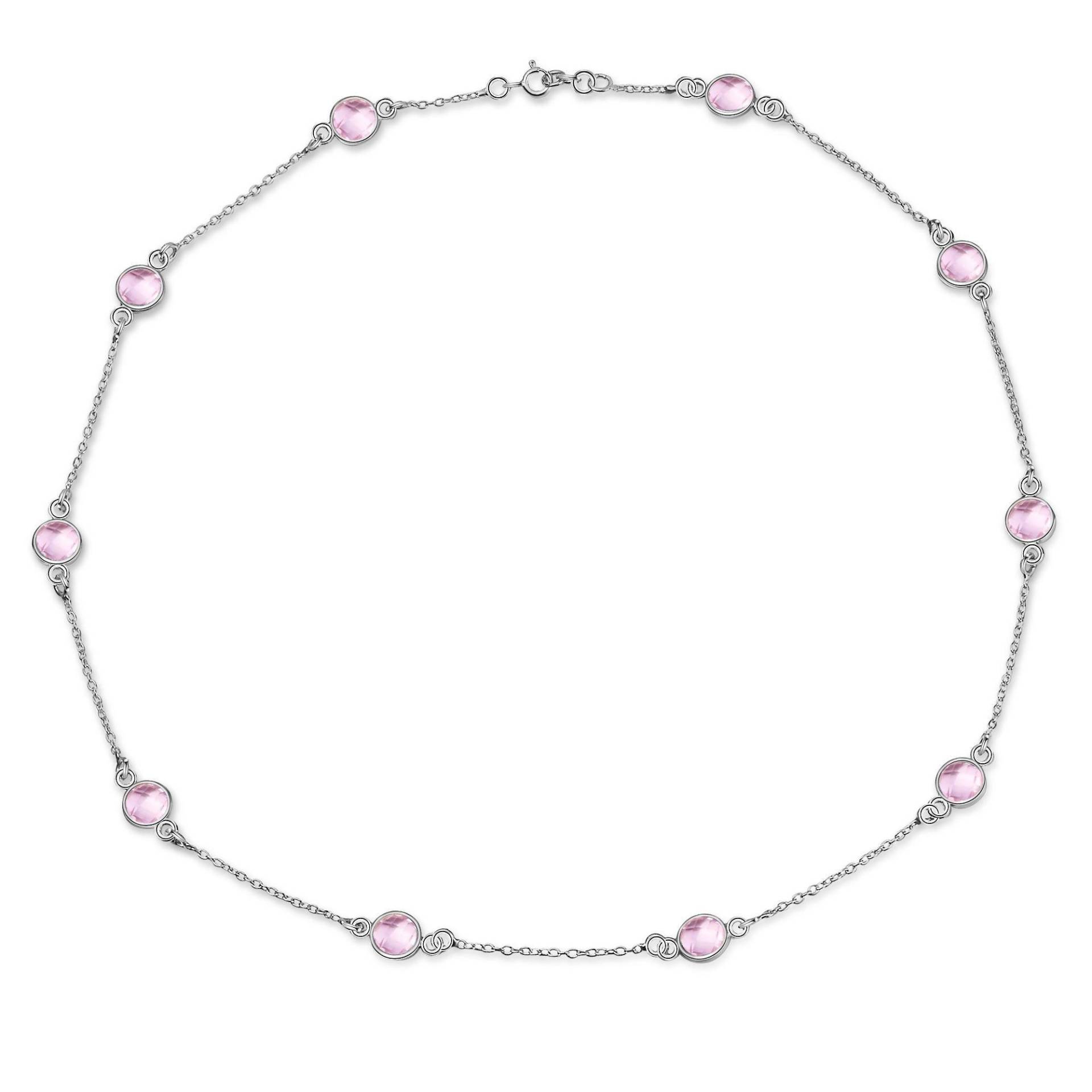 Lavande Halskette Pink Quarz Damen Silber 46cm von AILORIA