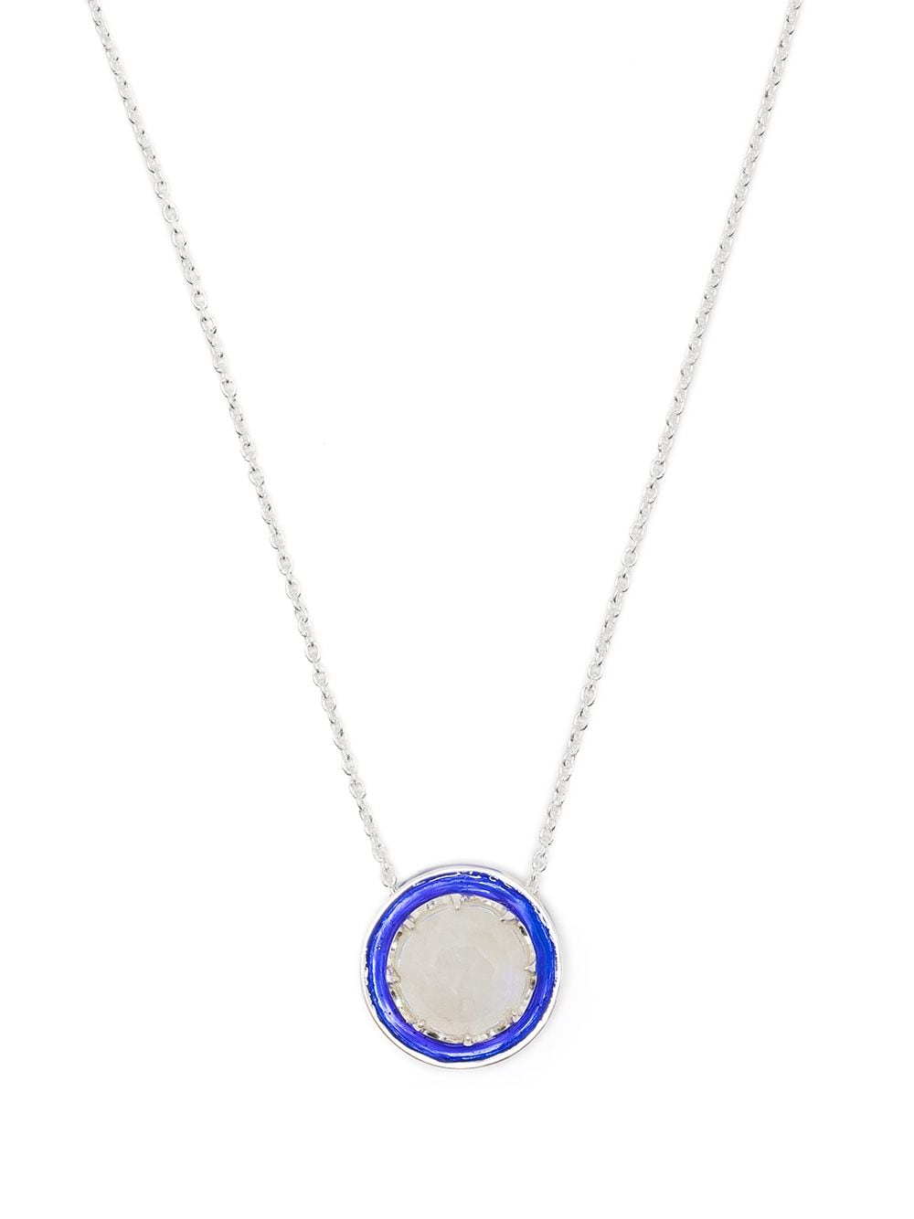 AKANSHA SETHI moonstone blue enamel button necklace - Silver von AKANSHA SETHI