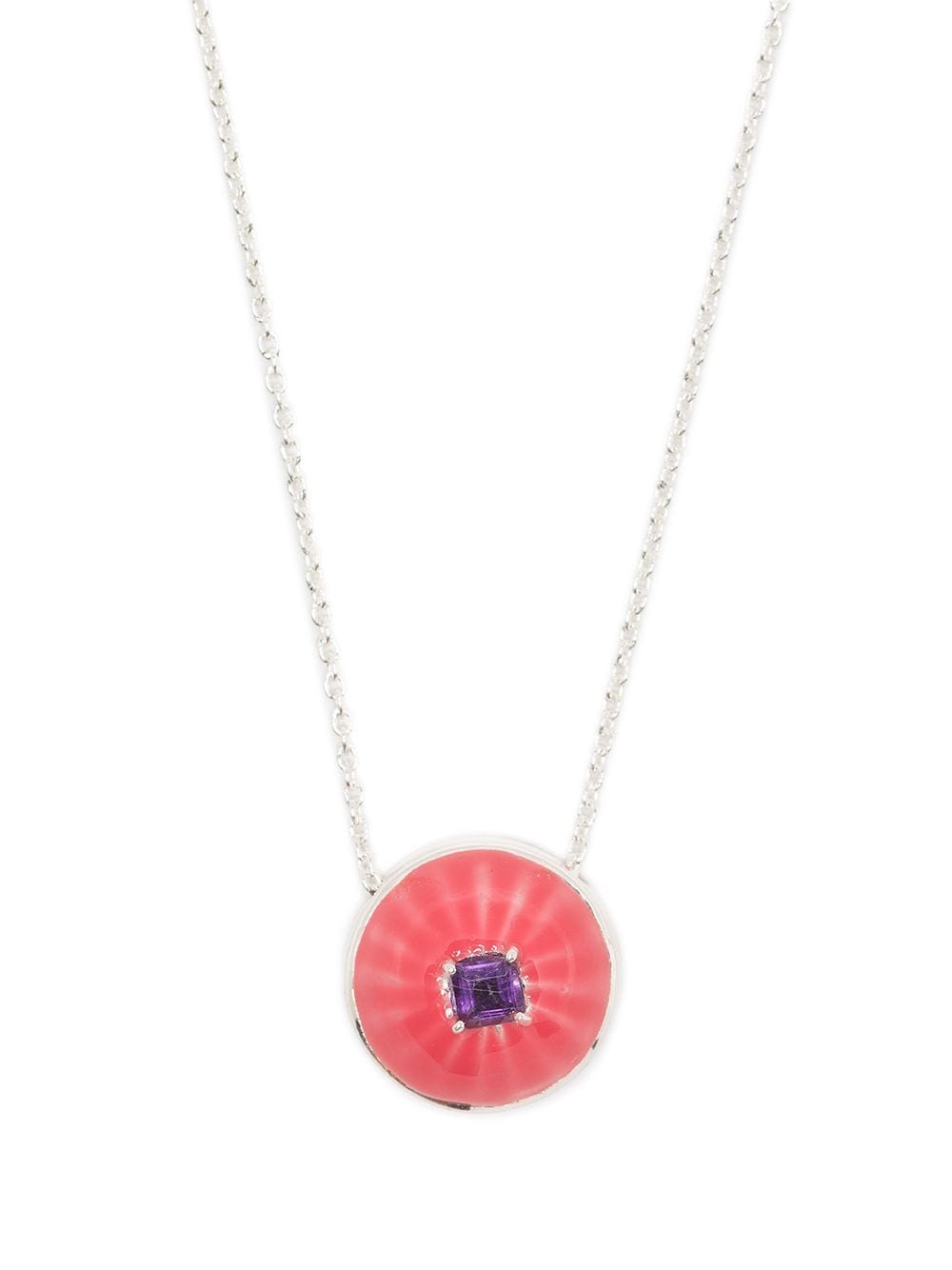 AKANSHA SETHI amethyst pink enamel button necklace - Silver von AKANSHA SETHI