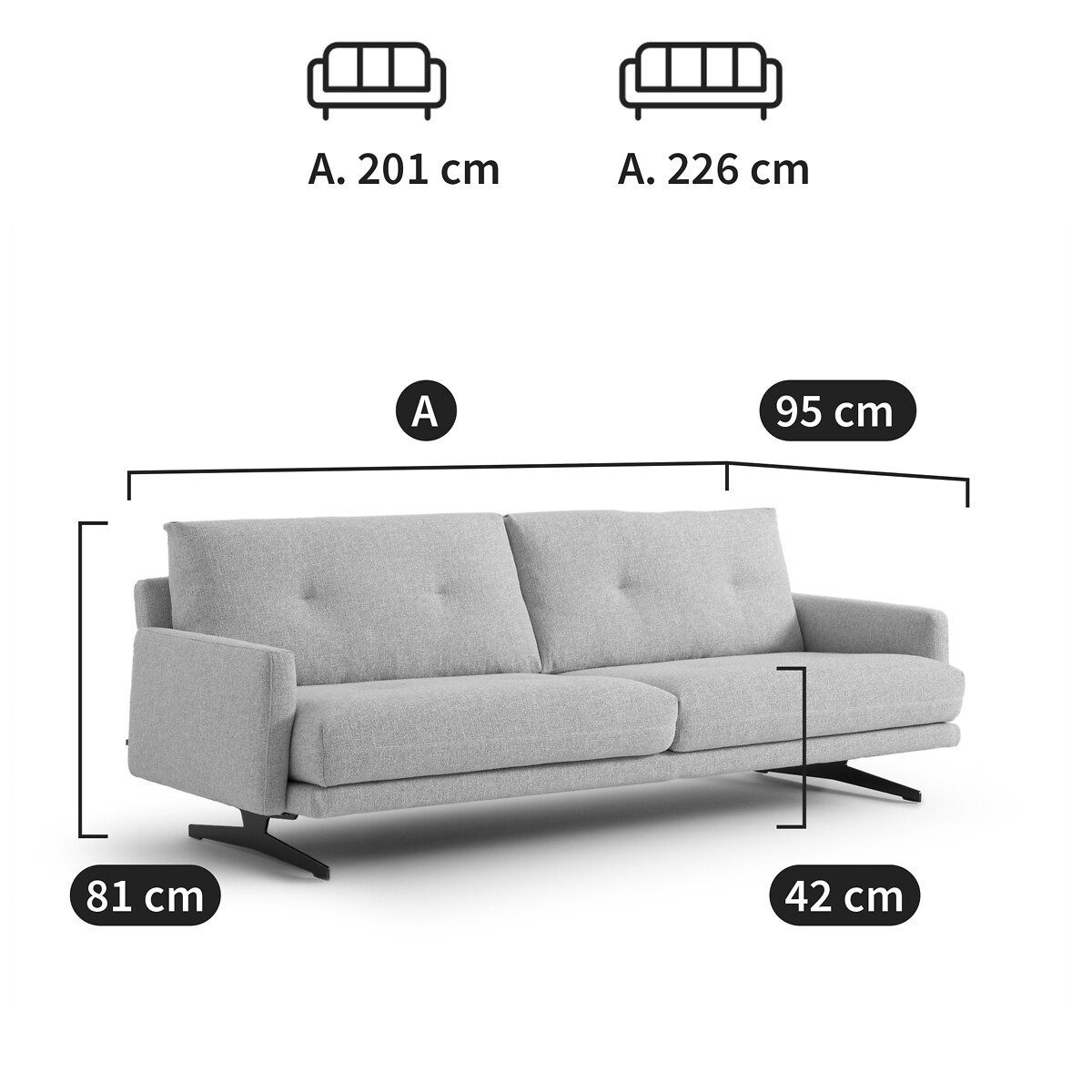 Sofa Delicato, Polyester-Natté von AM.PM