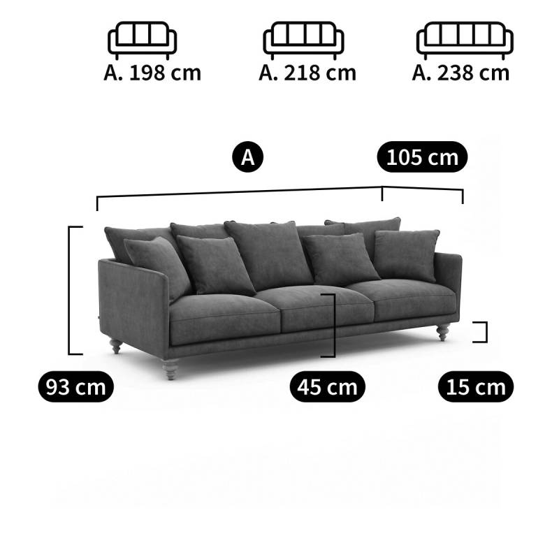 Sofa Lazare, Samt Stonewashed von AM.PM