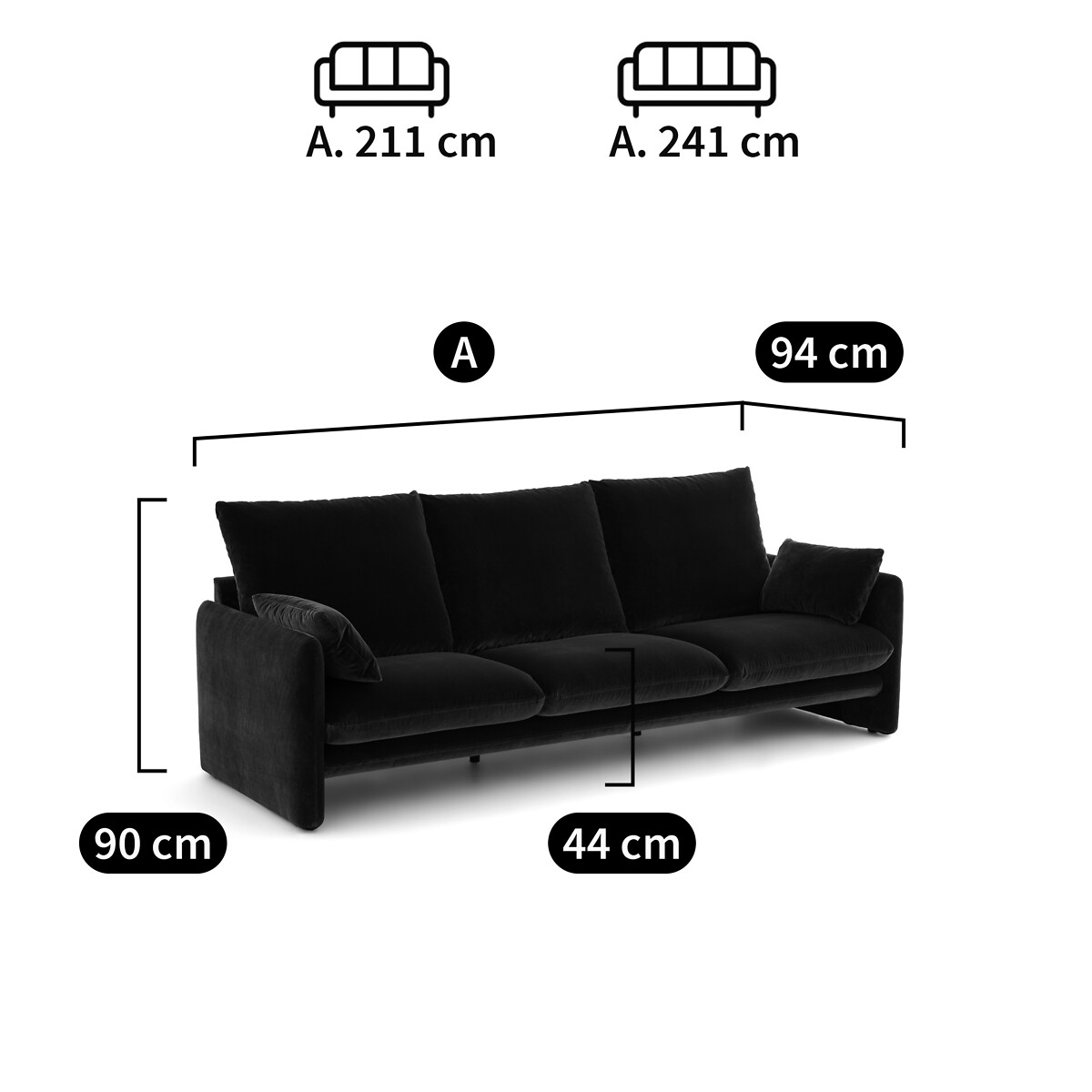 Sofa Luciano, Samt von AM.PM