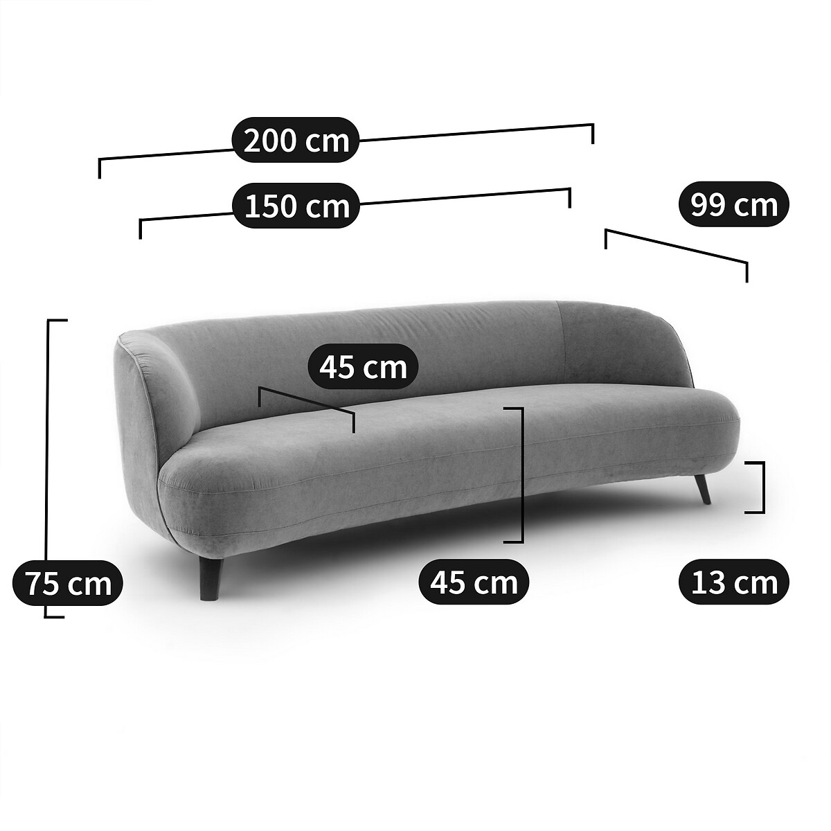 Sofa Rosebury, Samt Stonewashed, Design by E.Gallina von AM.PM