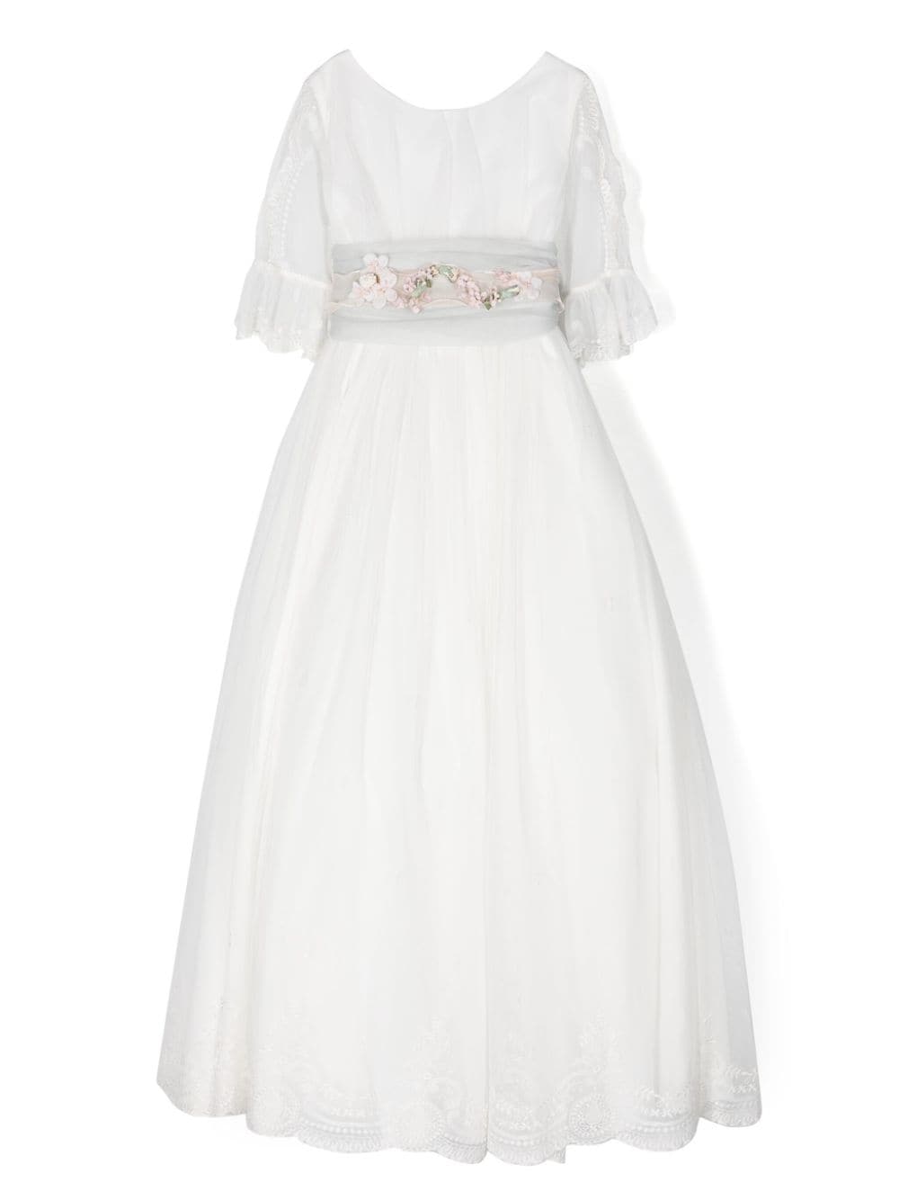 AMAYA floral-appliqué communion dress - White von AMAYA