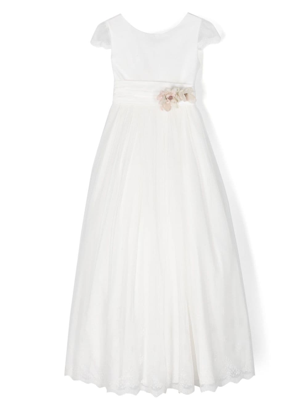 AMAYA floral-appliqué tulle communion dress - White von AMAYA