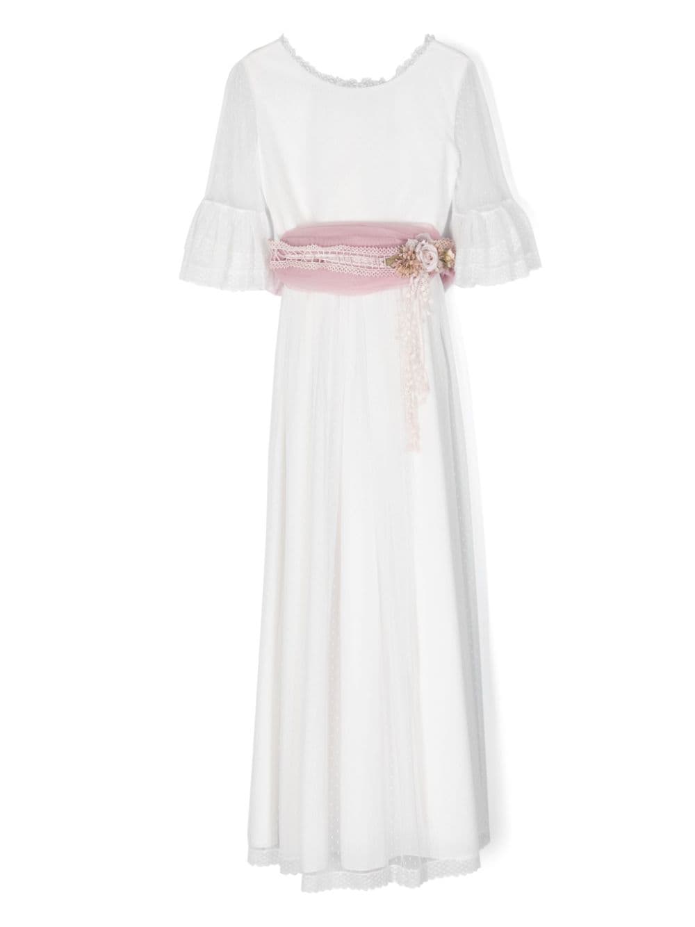 AMAYA floral-appliqué tulle communion dress - White von AMAYA