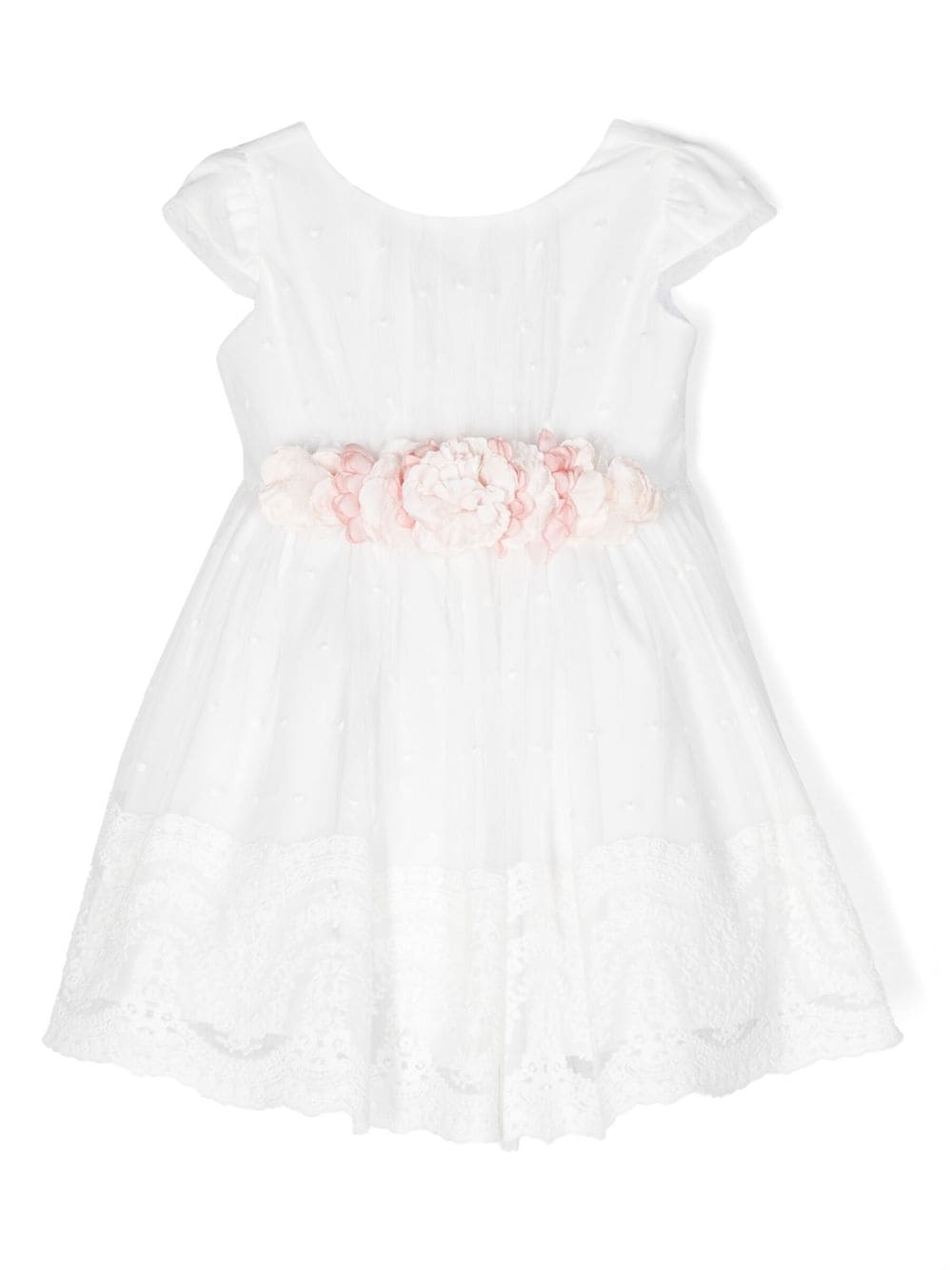 AMAYA lace belted flared dress - White von AMAYA