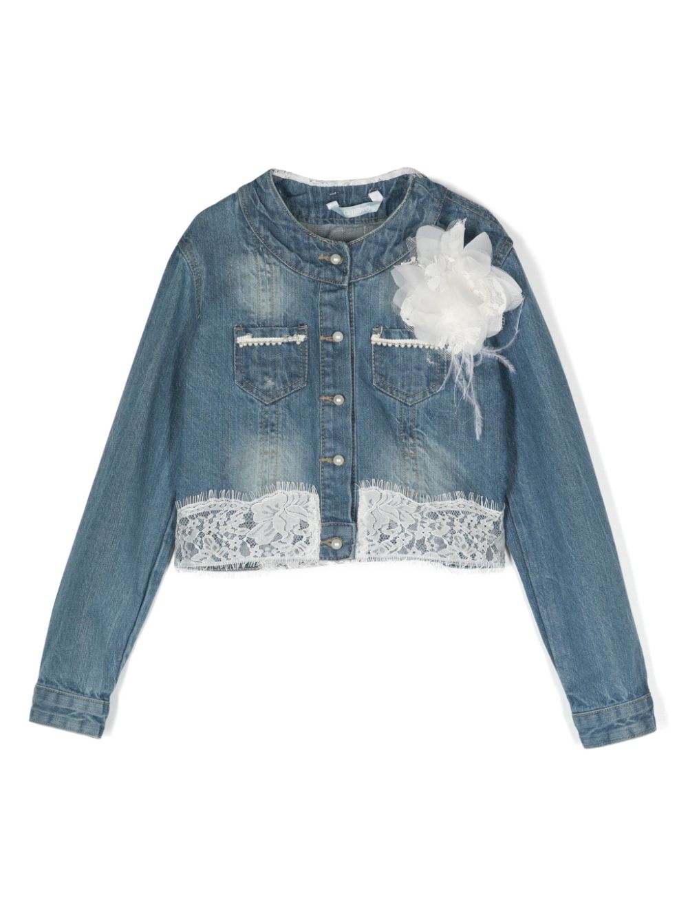 AMAYA lace-embellished denim jacket - Blue von AMAYA