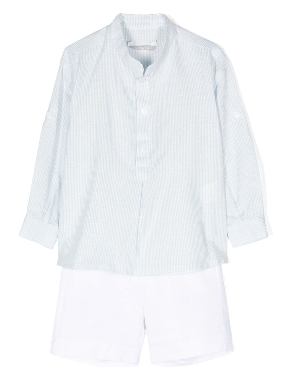 AMAYA pinstriped linen-cotton shirt and shorts set - Blue von AMAYA