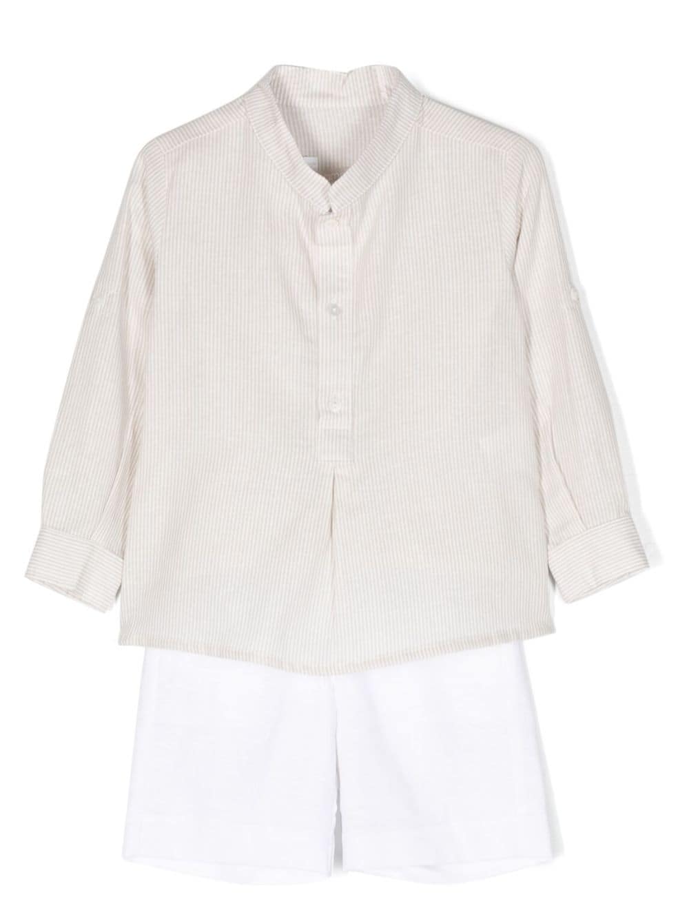 AMAYA pinstriped linen-cotton shirt and shorts set - Neutrals von AMAYA