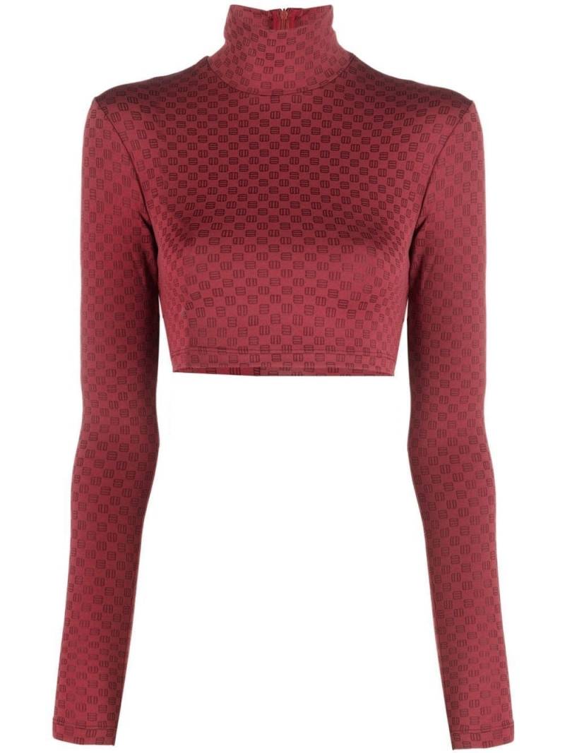 AMBUSH checkerboard print cropped long sleeve shirt - Red von AMBUSH