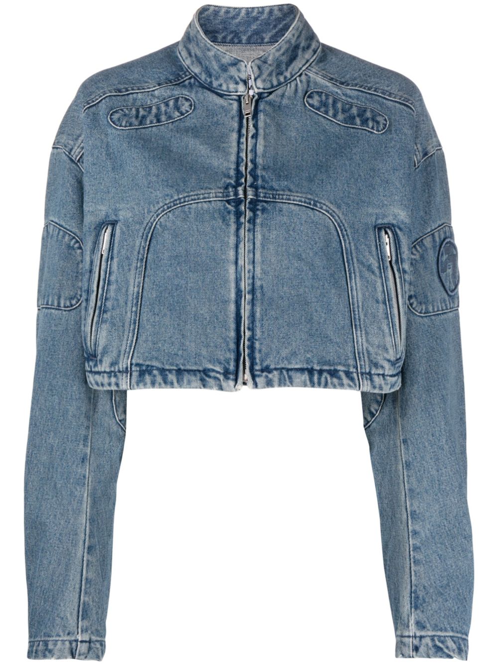 AMBUSH cropped denim biker jacket - Blue von AMBUSH