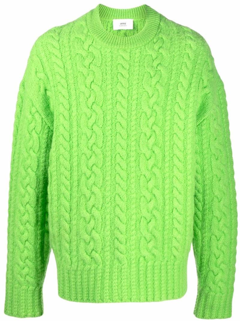 AMI Paris cable-knit crew-neck jumper - Green von AMI Paris