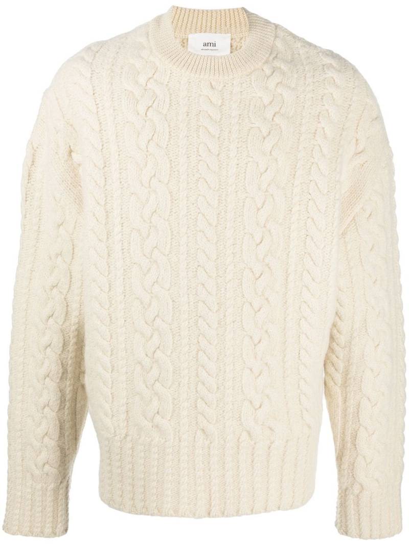 AMI Paris cable-knit crew-neck jumper - White von AMI Paris