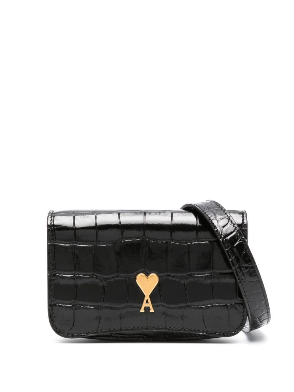 AMI Paris crocodile-effect leather wallet - Black von AMI Paris