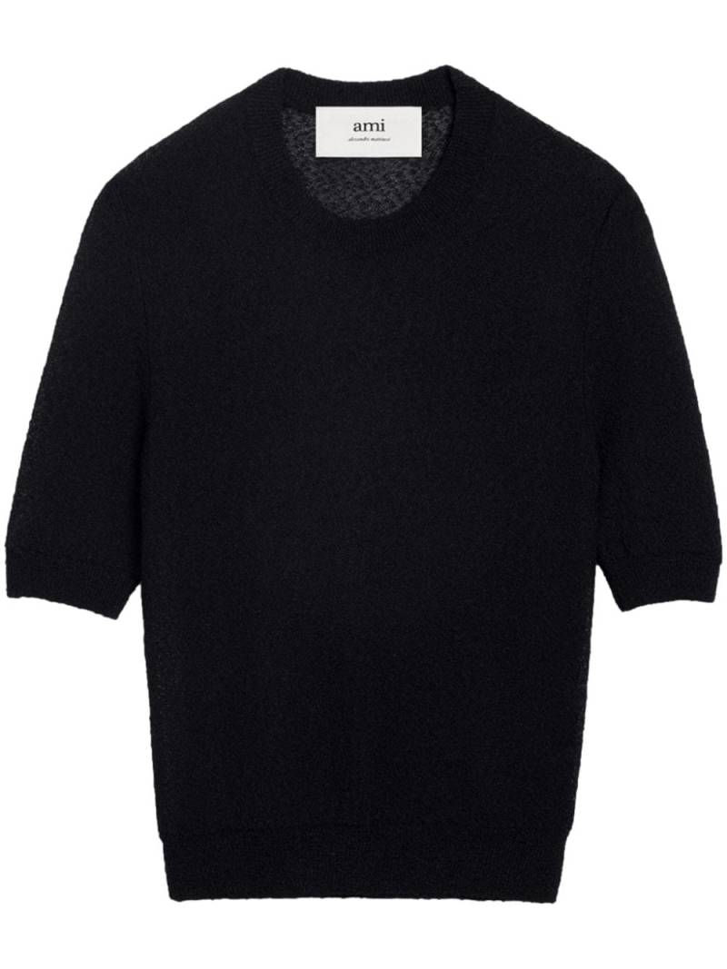AMI Paris cropped textured-knit top - Black von AMI Paris