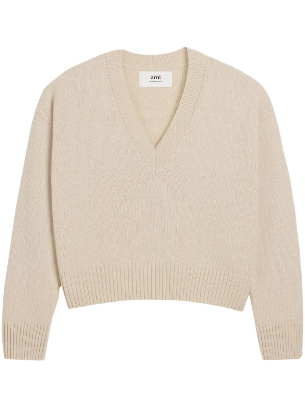 AMI Paris cropped wool-cashmere blend jumper - Neutrals von AMI Paris