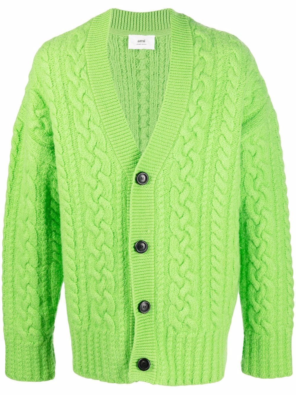 AMI Paris drop-shoulder cable-knit cardigan - Green von AMI Paris