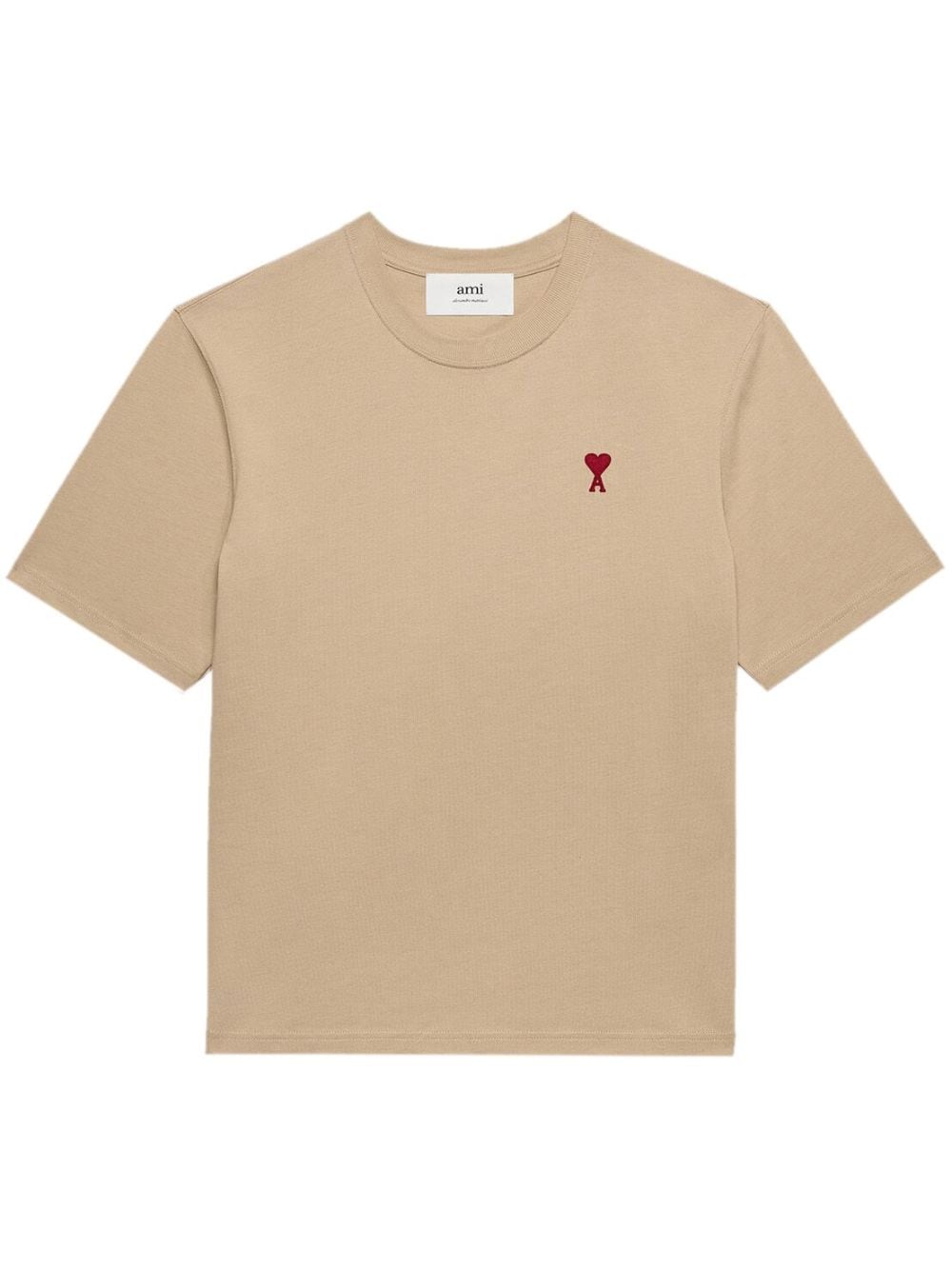 AMI Paris embroidered cotton T-Shirt - Neutrals von AMI Paris