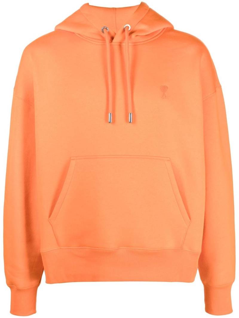 AMI Paris embroidered-motif drawstring hoodie - Orange von AMI Paris