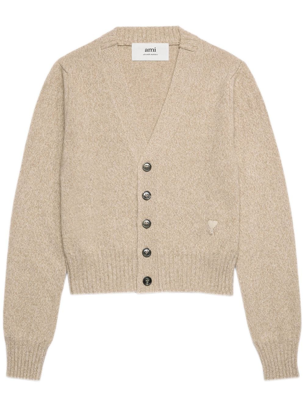 AMI Paris heart-embroidered cashmere cardigan - Neutrals von AMI Paris