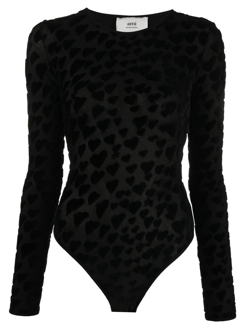 AMI Paris heart-print mesh bodysuit - Black von AMI Paris