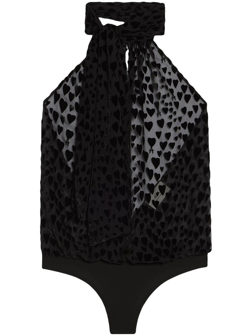 AMI Paris heart-print open-back bodysuit - Black von AMI Paris
