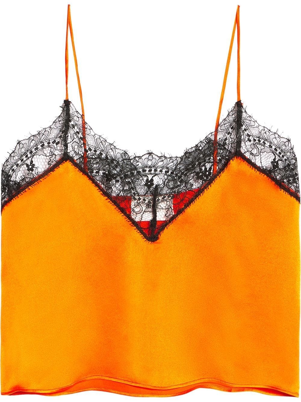 AMI Paris lace-trim silk top - Orange von AMI Paris