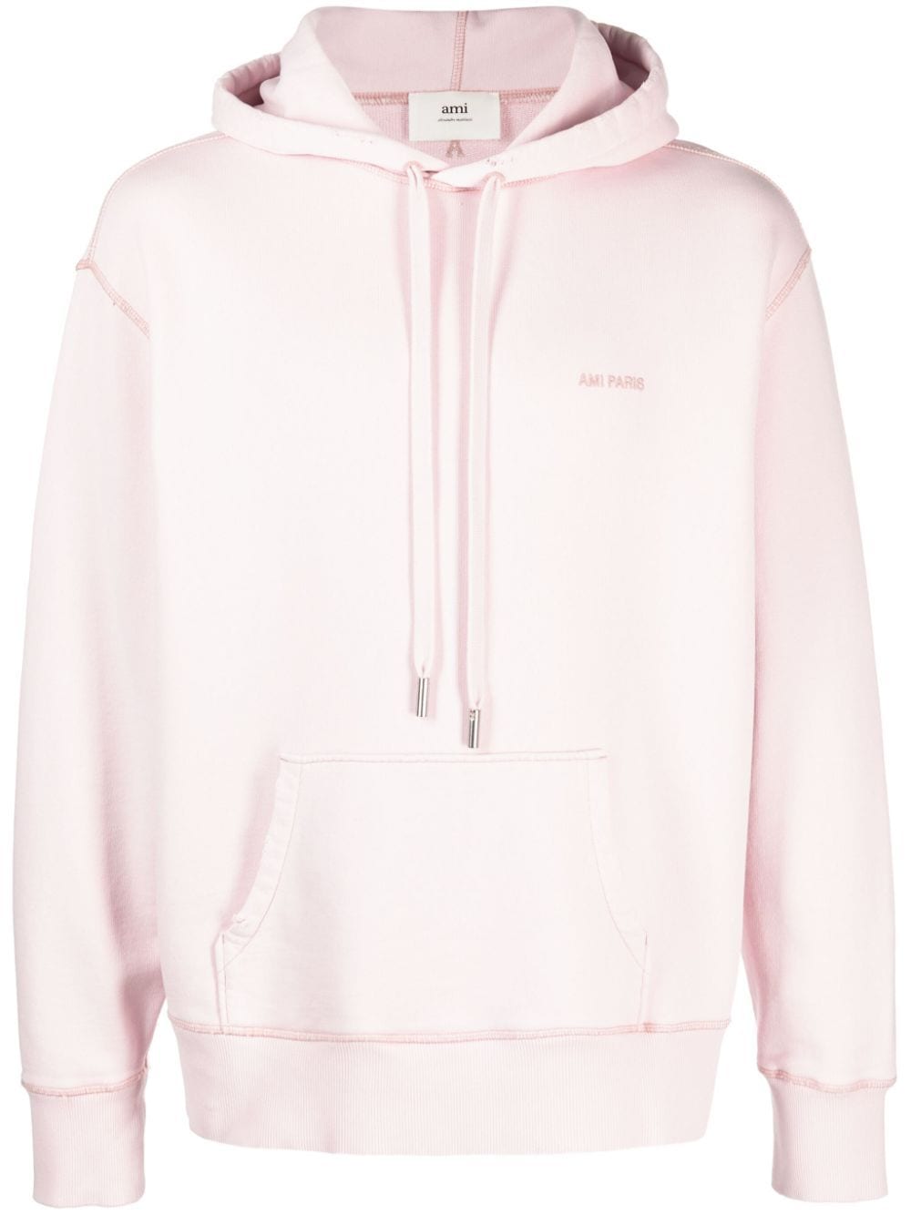 AMI Paris logo-embroidered cotton hoodie - Pink von AMI Paris