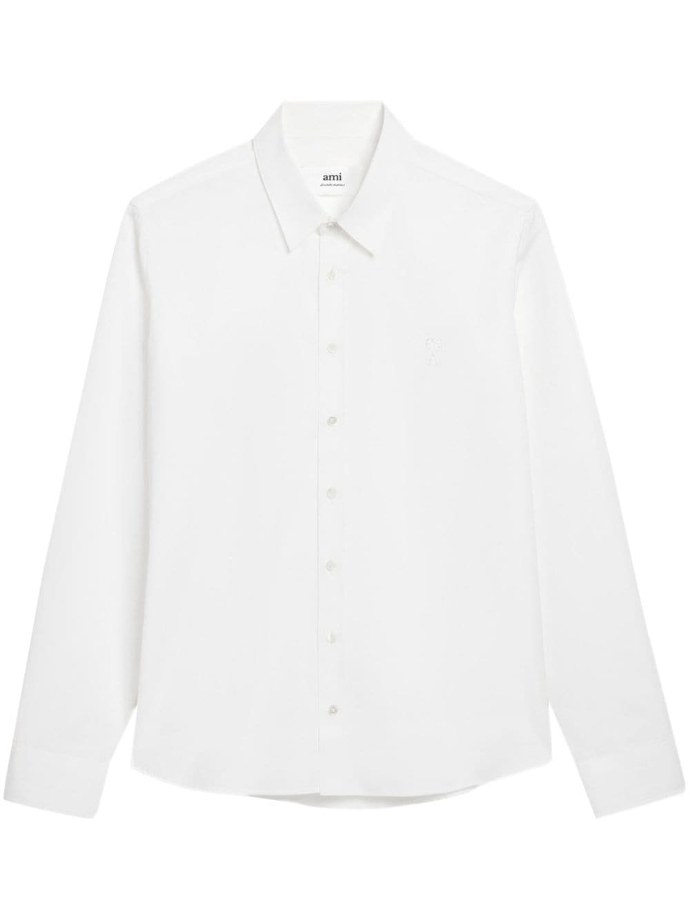 AMI Paris logo-embroidered cotton shirt - White von AMI Paris