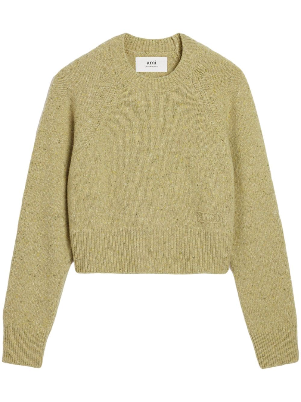 AMI Paris logo-embroidered crew-neck jumper - Green von AMI Paris