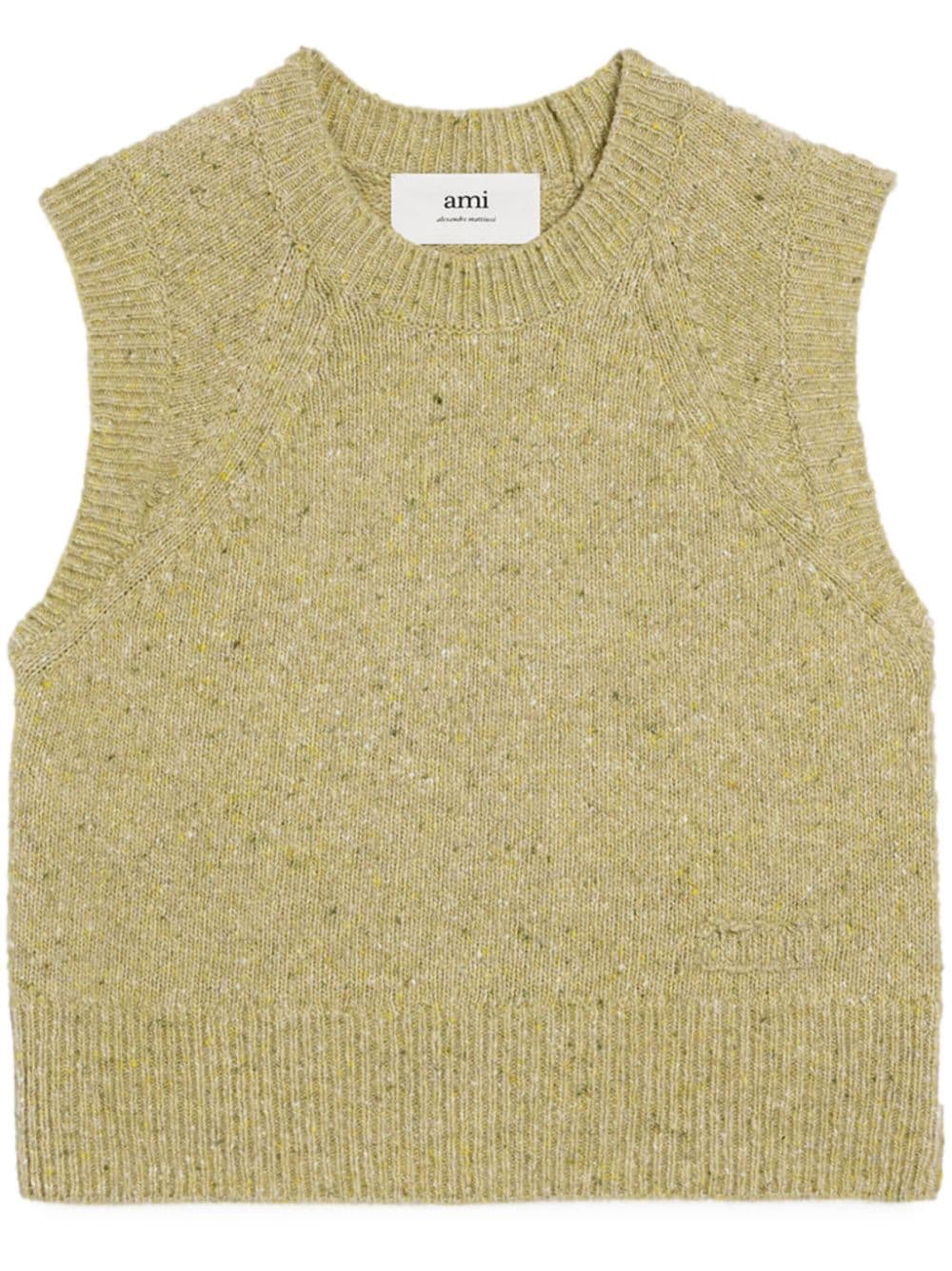 AMI Paris logo-embroidered knitted vest - Green von AMI Paris