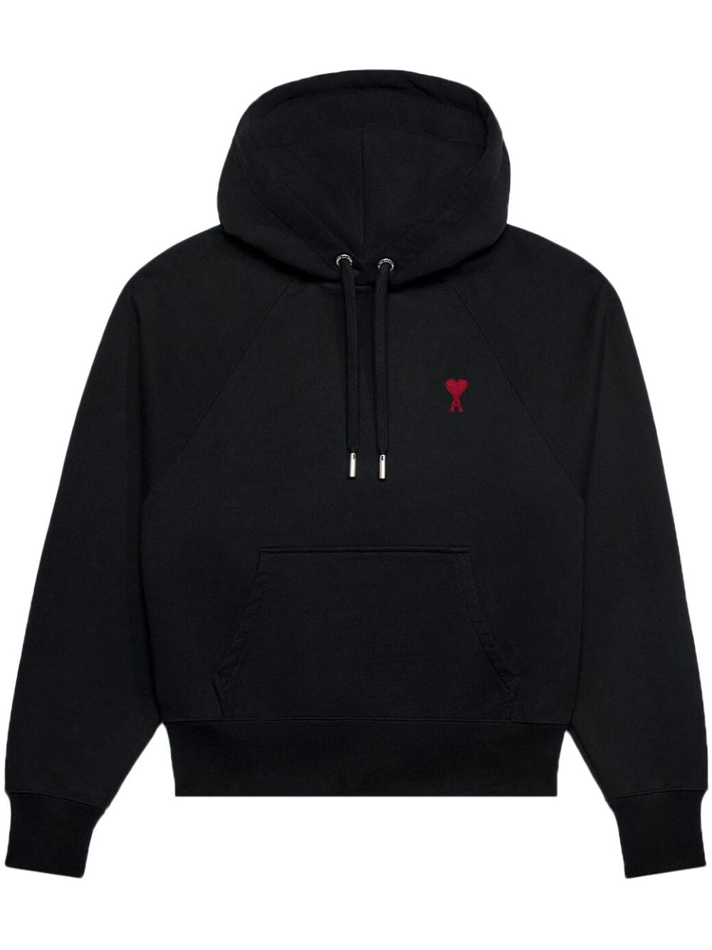 AMI Paris logo-embroidered organic-cotton hoodie - Black von AMI Paris