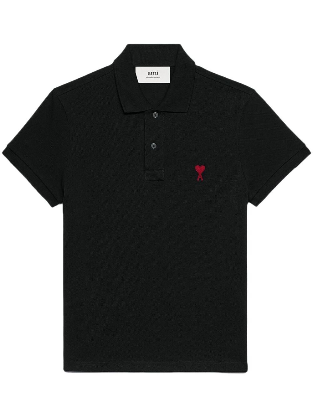 AMI Paris logo-embroidered organic-cotton polo shirt - Black von AMI Paris