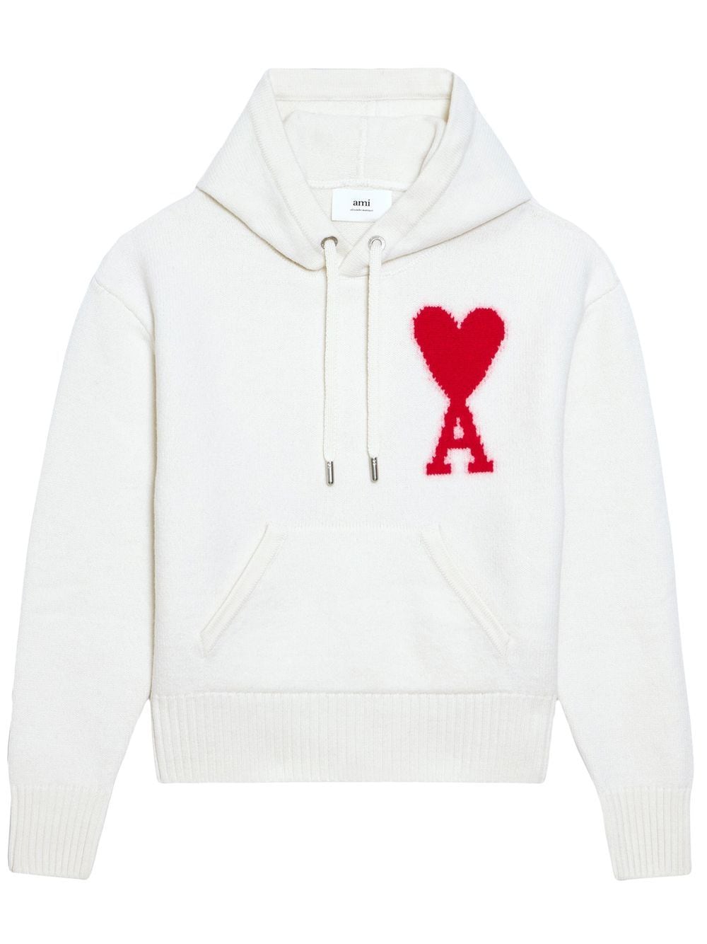 AMI Paris logo-intarsia knit hoodie - White von AMI Paris