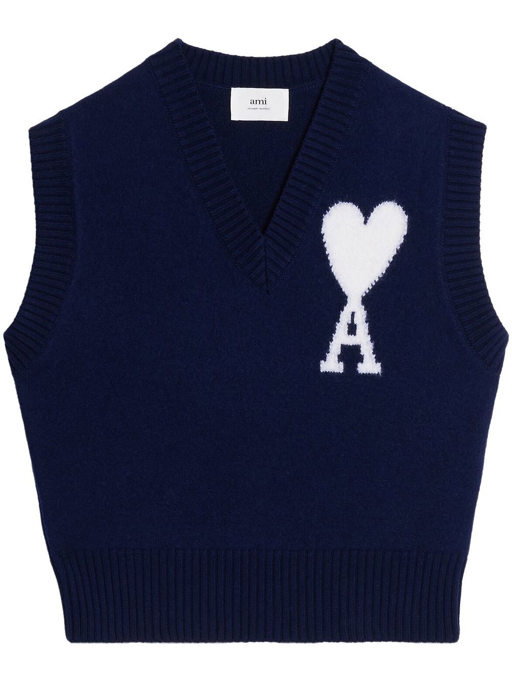 AMI Paris logo-intarsia knitted vest - Blue von AMI Paris