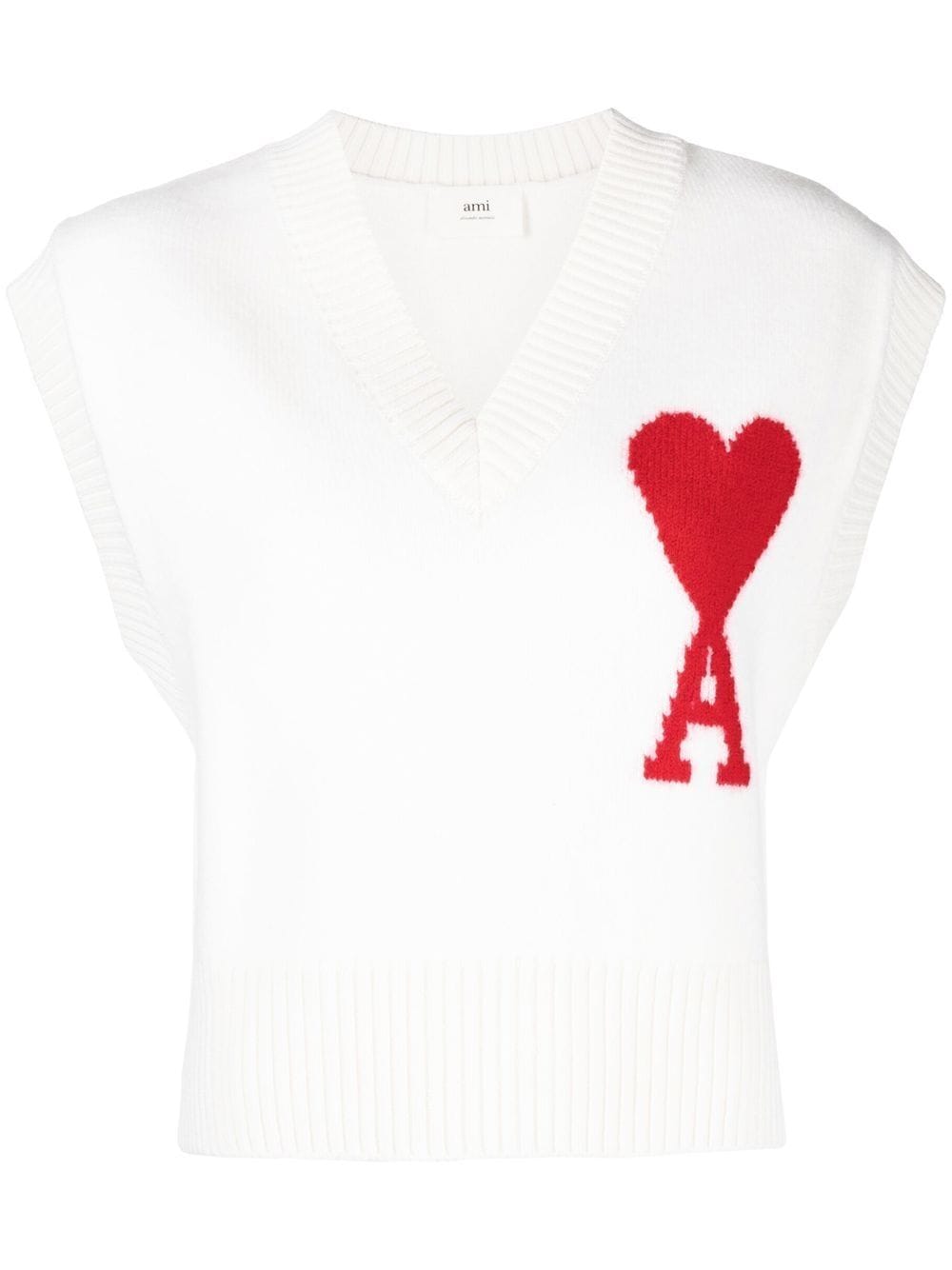 AMI Paris logo-intarsia knitted vest - White von AMI Paris