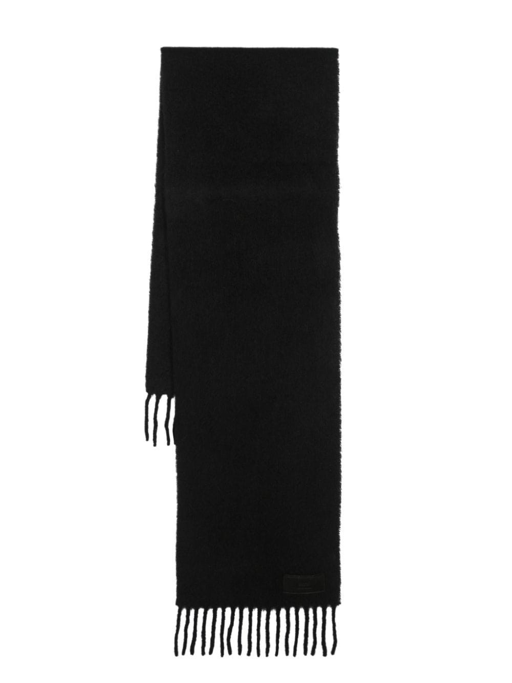 AMI Paris logo-patch fringed scarf - Black von AMI Paris