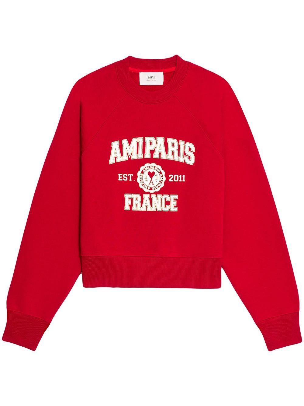 AMI Paris logo-print organic-cotton sweatshirt - Red von AMI Paris