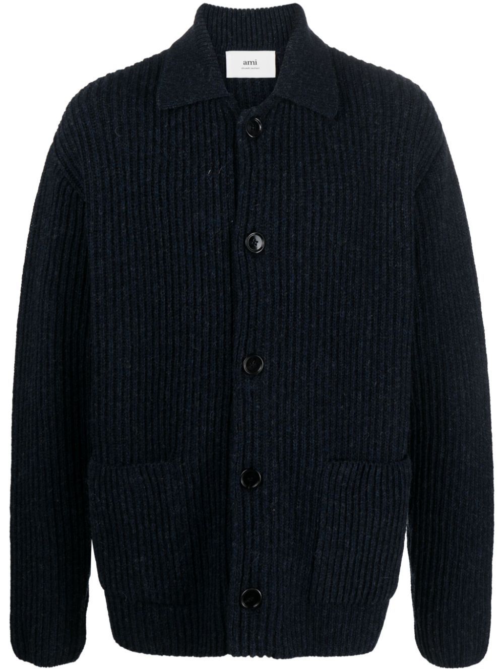 AMI Paris ribbed-knit wool cardigan - Blue von AMI Paris