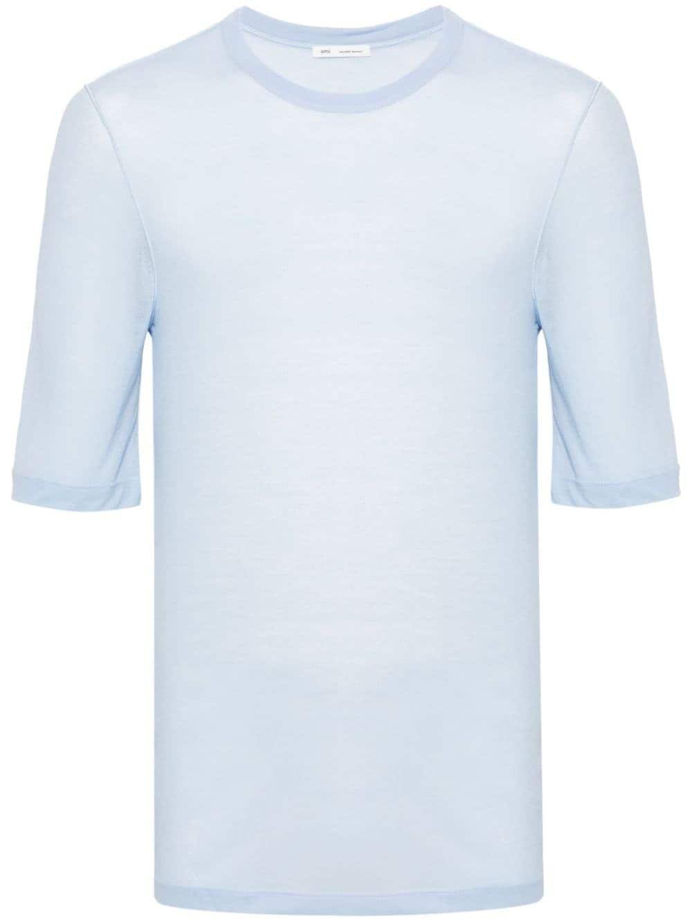 AMI Paris semi-sheer lyocell T-shirt - 484 CASHMERE BLUE von AMI Paris