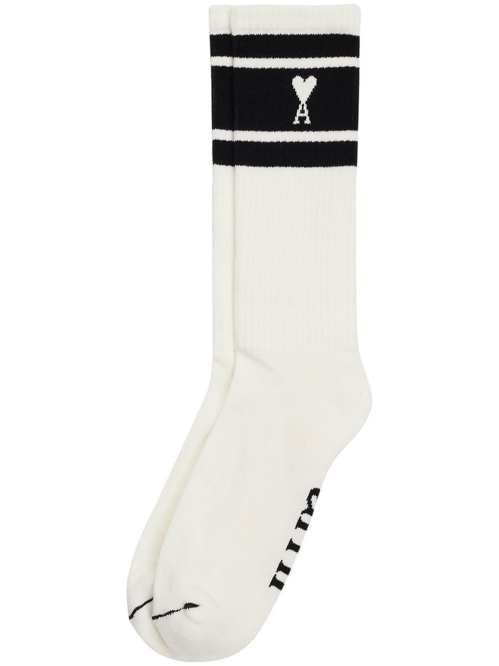 AMI Paris striped intarsia-knit logo socks - Black von AMI Paris