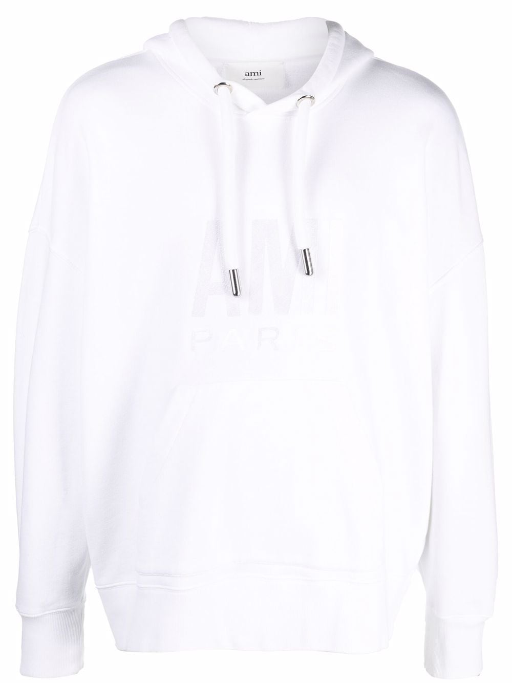AMI Paris tonal logo cotton hoodie - White von AMI Paris