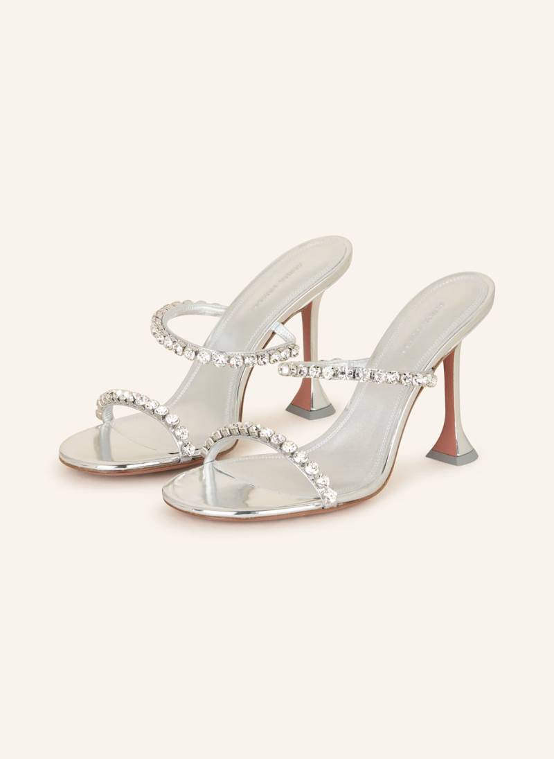 Amina Muaddi Mules Gigi Mit Schmucksteinen silber von AMINA MUADDI