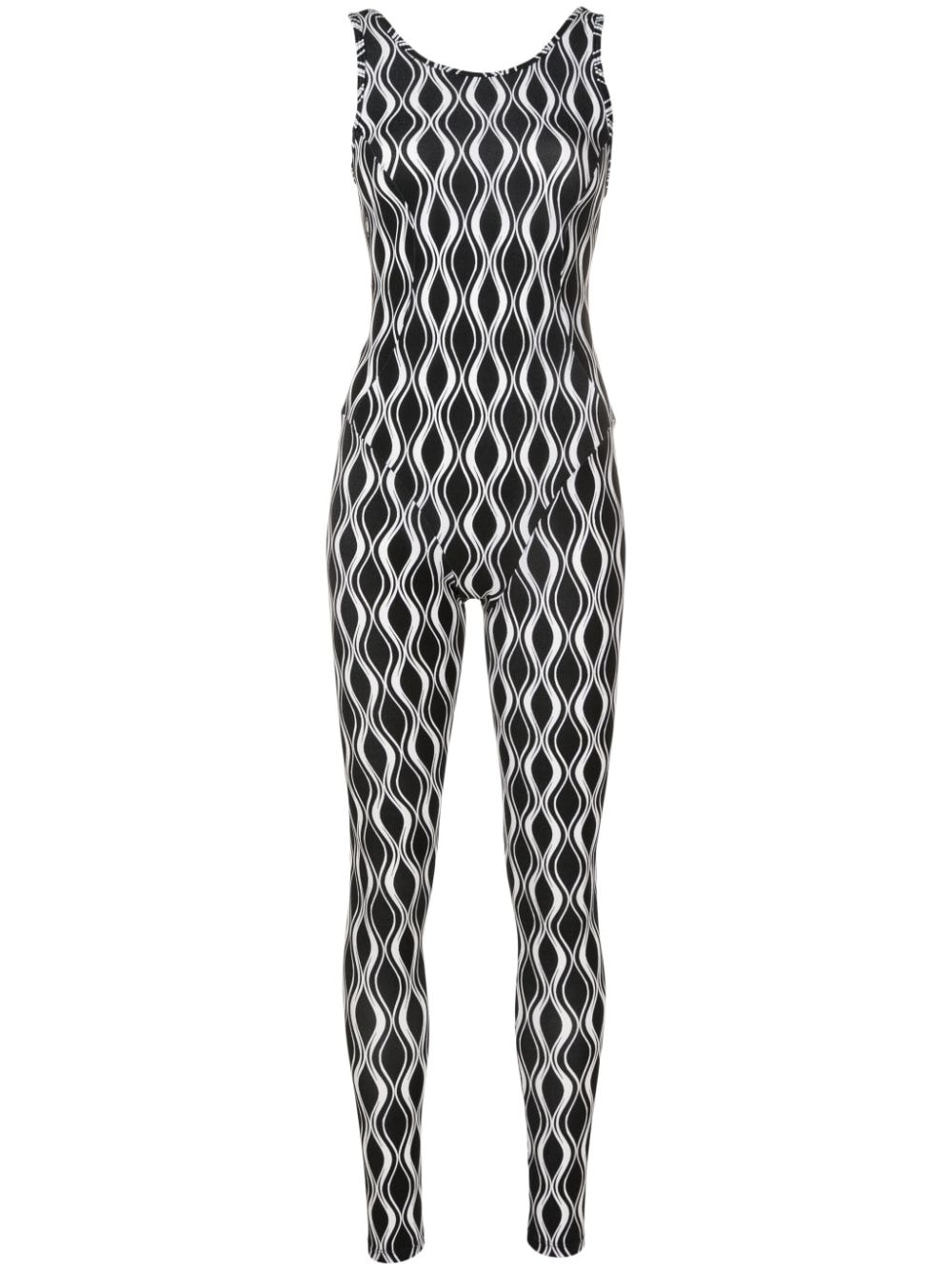 AMIR SLAMA GYM graphic-print cut-out jumpsuit - Black von AMIR SLAMA GYM