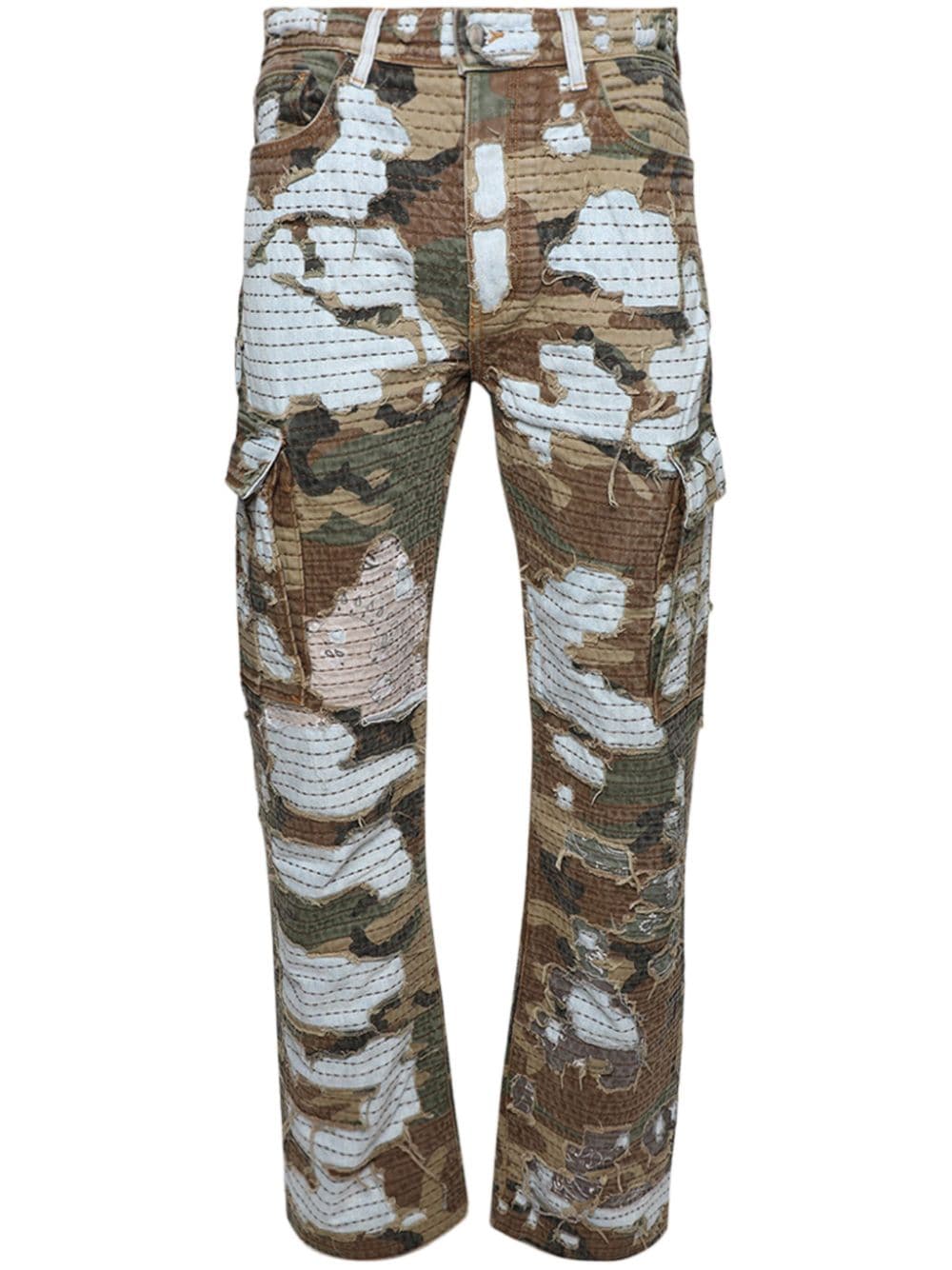 AMIRI Camo Boro Repair straight jeans - Blue von AMIRI