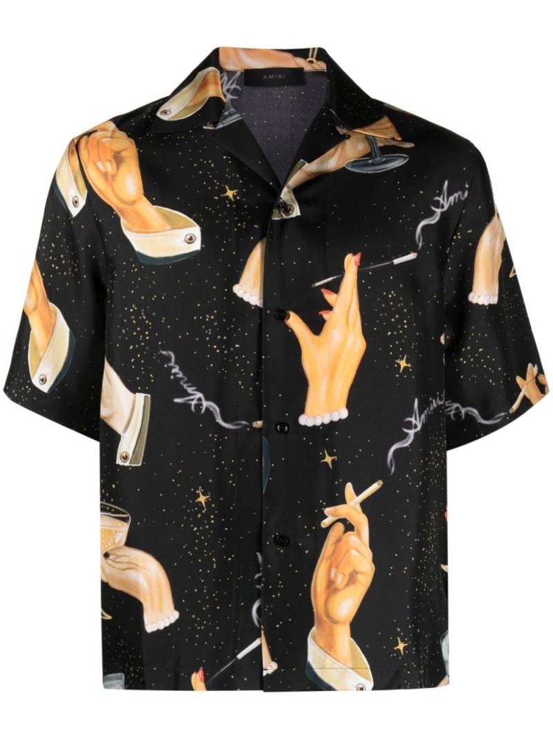 AMIRI Champagne-print silk shirt - Black von AMIRI